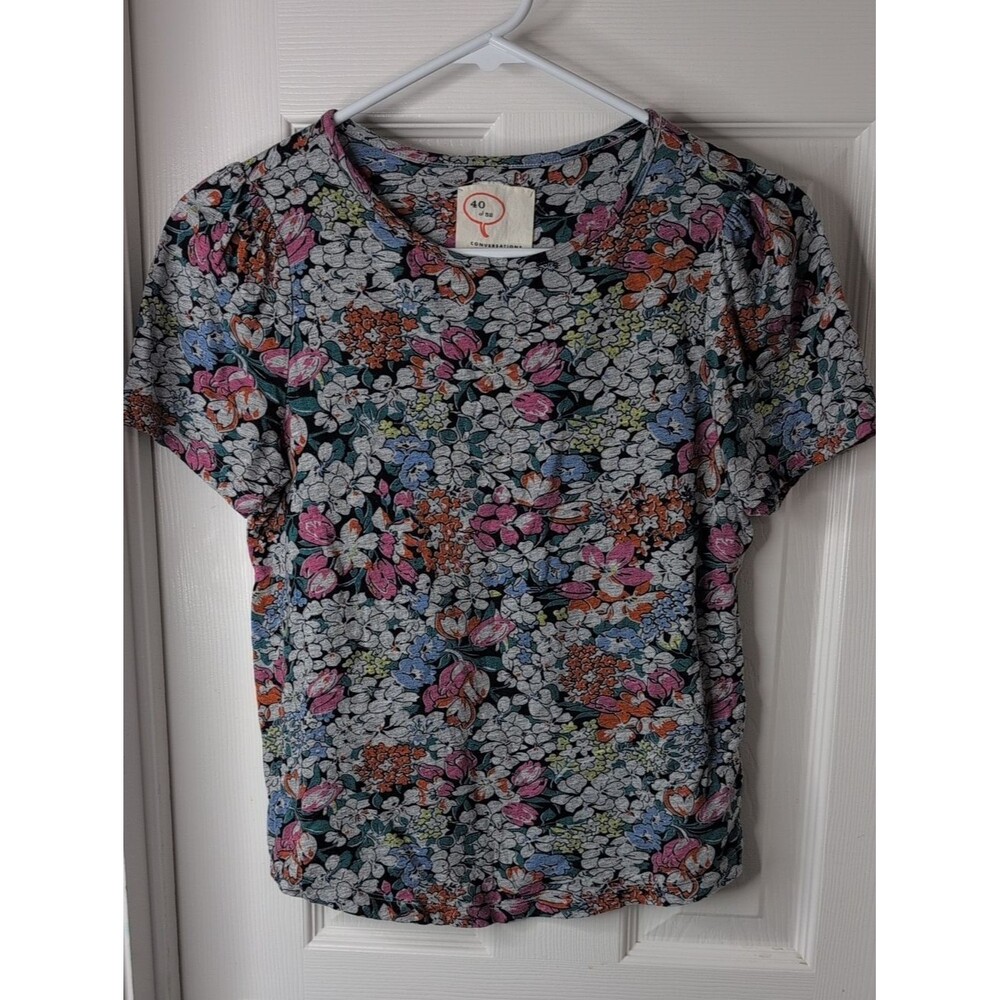 Anthropologie Limited Edition Floral Crewneck Short Sleeve Tee  Orange Size XS